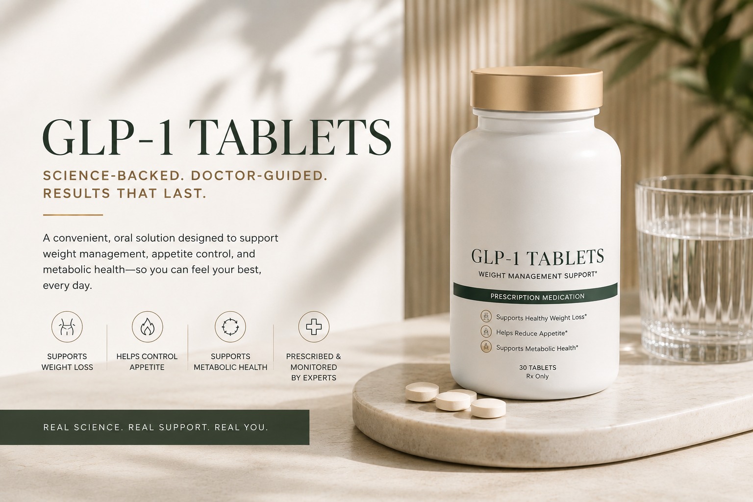 FDA-approved branded GLP-1 tablets, for illustration only